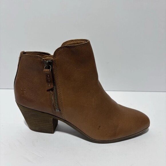 Frye Women’s Judith Double Zip Cognac Ankle Booties, Size 8 M - Picture 1 of 6